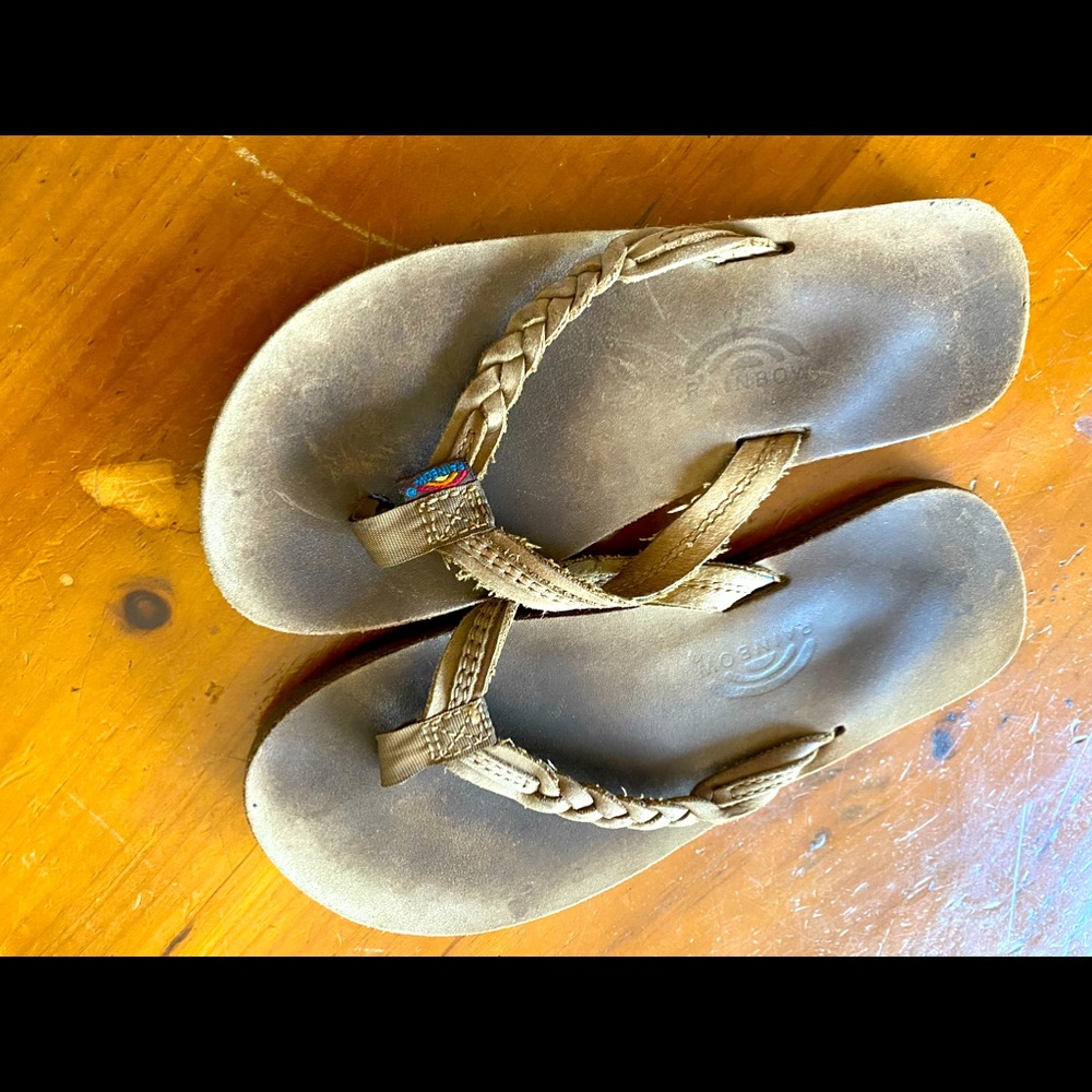 Little girls rainbow flip flops